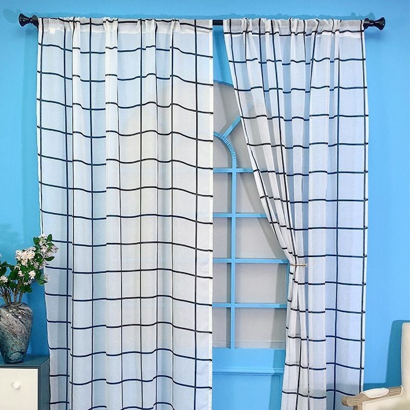 Cortina De Gasa Con Patrón De Celosía, Hecha A Medida, Cortinas Transparentes Para Sala De Estar Y Dormitorio.