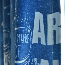 Cortina Opaca Con Estampado De Dibujos Animados Del Espacio Exterior Azul, Hecha A Medida Para Dormitorio Infantil.