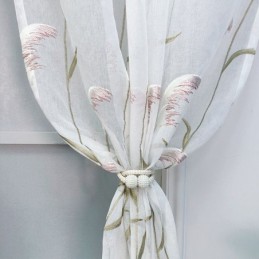 Cortinas Modernas De Tul Bordado, Gasa Transparente De Caña Para Sala De Estar Y Dormitorio