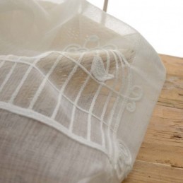 Cortina Transparente Transpirable Hecha A Medida Con Bordado De Jaula De Pájaros Para Sala De Estar