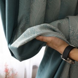 Cortina Opaca Hecha A Medida, Estilo Europeo Simple, Suave Algodón Azul Jacquard, Decorativa Para Dormitorio