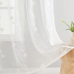 Cortinas Blancas Transparentes Bordadas Para Ventanas, Cortinas Hechas A Medida, Cortinas Para Sala De Estar Y Dormitorio