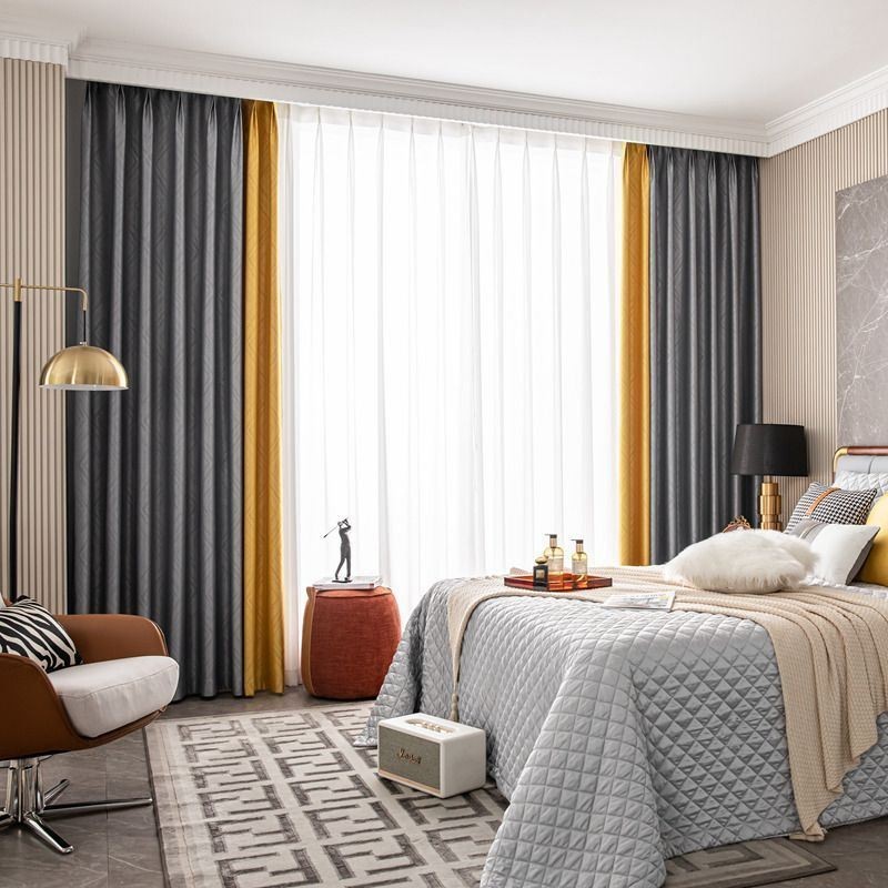 Cortinas Opacas De Jacquard Geométrico Para Sala De Estar