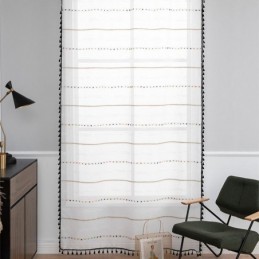 Cortinas Nórdicas Transparentes Con Estampado De Rayas Semi Voile