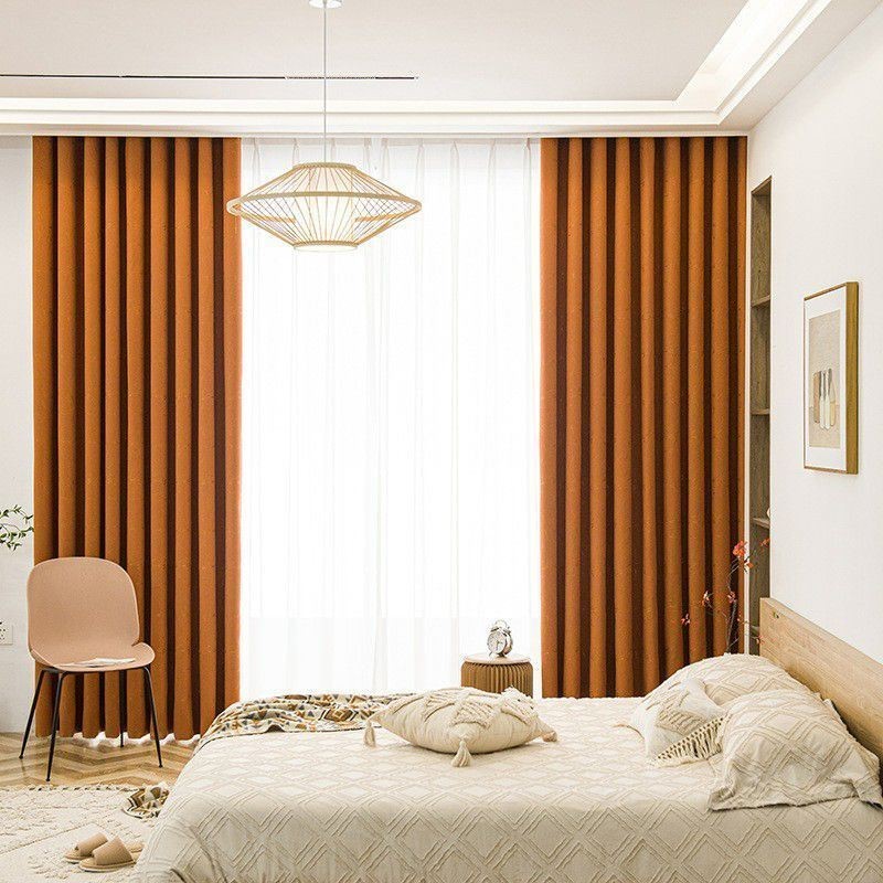 Cortina Opaca Hecha A Medida, Bordada, Con Aislamiento Térmico Para Sala De Estar.