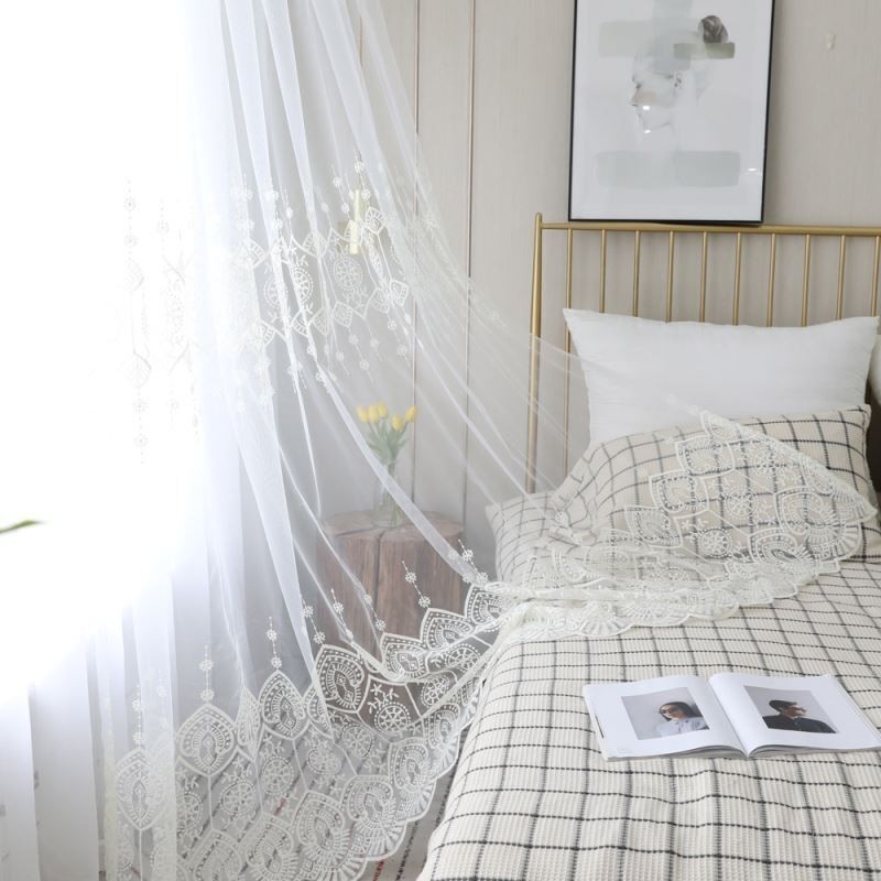 Cortina Transparente Sencilla Hecha A Medida Cortina Blanca Combina Con Todo Bordado Sala De Estar