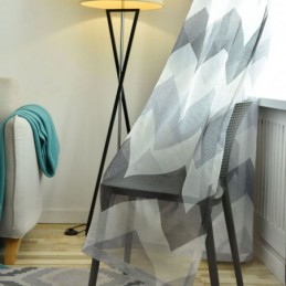 Cortina Nórdica Sencilla Transparente Hecha A Medida Con Estampado Ondulado Para Sala De Estar