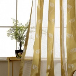 Cortinas De Gasa Modernas Con Diseño De Hojas, Cortinas Transparentes Hechas A Medida Para Dormitorio Y Sala De Estar.