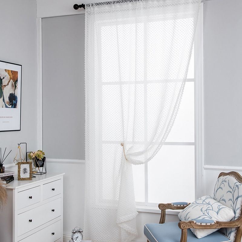 Cortinas Blancas Transparentes, Hechas A Medida, De Voile En Relieve, Para Sala De Estar Y Dormitorio.