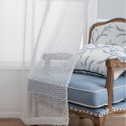 Cortinas Blancas Transparentes, Hechas A Medida, De Voile En Relieve, Para Sala De Estar Y Dormitorio.