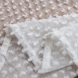 Cortinas Blancas Transparentes, Hechas A Medida, De Voile En Relieve, Para Sala De Estar Y Dormitorio.