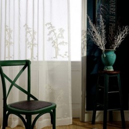 Cortina Clásica Transparente Hecha A Medida Con Tul Bordado De Bambú Para Sala De Estar.