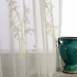 Cortina Clásica Transparente Hecha A Medida Con Tul Bordado De Bambú Para Sala De Estar.