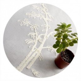 Cortina Clásica Transparente Hecha A Medida Con Tul Bordado De Bambú Para Sala De Estar.