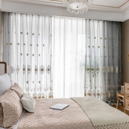Cortina De Tul Bordada Hecha A Medida, Cortina De Gasa Transparente De Lujo Europea Para Sala De Estar