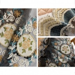 Cortina De Tul Bordada Hecha A Medida, Cortina De Gasa Transparente De Lujo Europea Para Sala De Estar