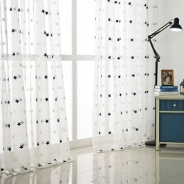 Cortina Transparente De Voile Con Bordado De Estrellas, Hecha A Medida, Para Sala De Estar, Dormitorio, Puerta De Vidrio Y Venta