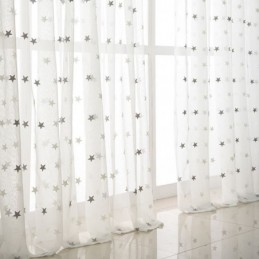 Cortina Transparente De Voile Con Bordado De Estrellas, Hecha A Medida, Para Sala De Estar, Dormitorio, Puerta De Vidrio Y Venta