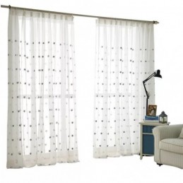 Cortina Transparente De Voile Con Bordado De Estrellas, Hecha A Medida, Para Sala De Estar, Dormitorio, Puerta De Vidrio Y Venta