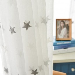 Cortina Transparente De Voile Con Bordado De Estrellas, Hecha A Medida, Para Sala De Estar, Dormitorio, Puerta De Vidrio Y Venta