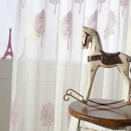 Cortina Nórdica Transparente Hecha A Medida Con Árboles De Tul Para Sala De Estar Y Dormitorio