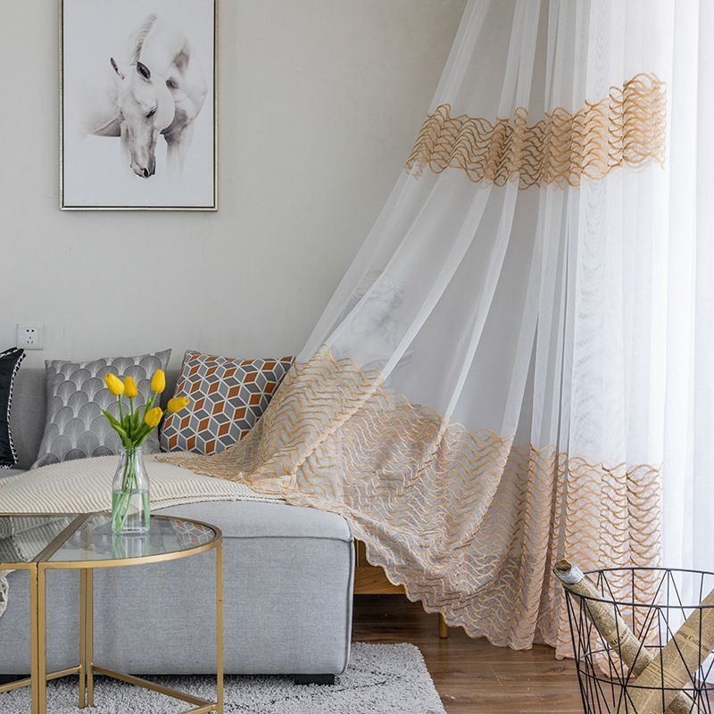 Cortina Transparente Transpirable Hecha A Medida, Cortina De Tul Decorativa Europea Para Sala De Estar