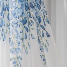 Cortina Transparente Moderna Hecha A Medida Con Estampado De Plantas, Gasa Para Ventana, Sala De Estar Y Balcón.