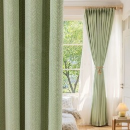 Cortinas Opacas De Jacquard Con Hojas Para Sala De Estar