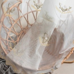 Cortinas Clásicas Transparentes Hechas A Medida Con Tul Bordado De Ciervos Para Sala De Estar.