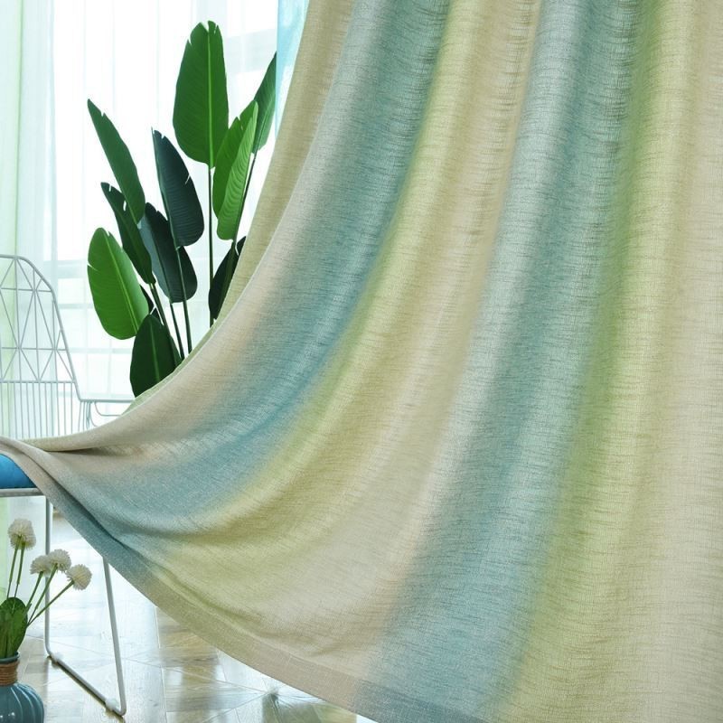 Cortina Semiopaca Sencilla Hecha A Medida Con Estampado De Rayas De Colores Para Sala De Estar