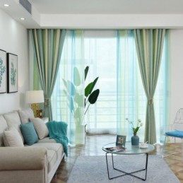 Cortina Semiopaca Sencilla Hecha A Medida Con Estampado De Rayas De Colores Para Sala De Estar