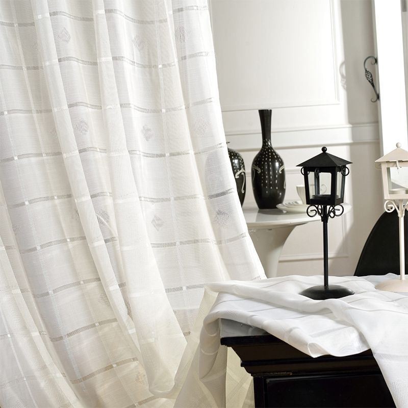 Cortina Transparente De Jacquard Geométrico, Hecha A Medida, De Lujo, Para Sala De Estar Y Dormitorio.