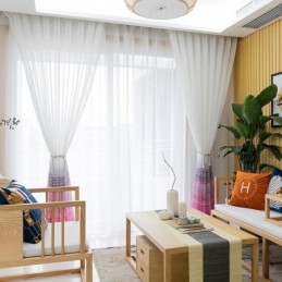 Cortina Transparente De Estilo Nórdico, Hecha A Medida, Estampada, De Gasa, Para Sala De Estar Y Dormitorio.