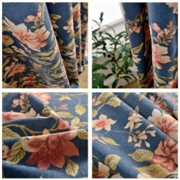 Cortina Para Sala De Estar, Hecha A Medida, Color Azul, Con Magnífico Estampado, Para Dormitorio.