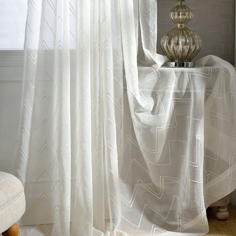 Cortinas Blancas Transparentes Bordadas Para Ventanas, Cortinas Hechas A Medida, Cortinas Para Sala De Estar Y Dormitorio