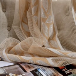 Cortinas Nórdicas Transparentes De Tul Jacquard Con Hojas Para Sala De Estar