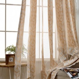 Cortinas Nórdicas Transparentes De Tul Jacquard Con Hojas Para Sala De Estar