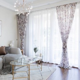 Cortina Con Estampado Botánico, Hecha A Medida, De Tul Transparente Para Sala De Estar Y Dormitorio.