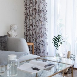 Cortina Con Estampado Botánico, Hecha A Medida, De Tul Transparente Para Sala De Estar Y Dormitorio.