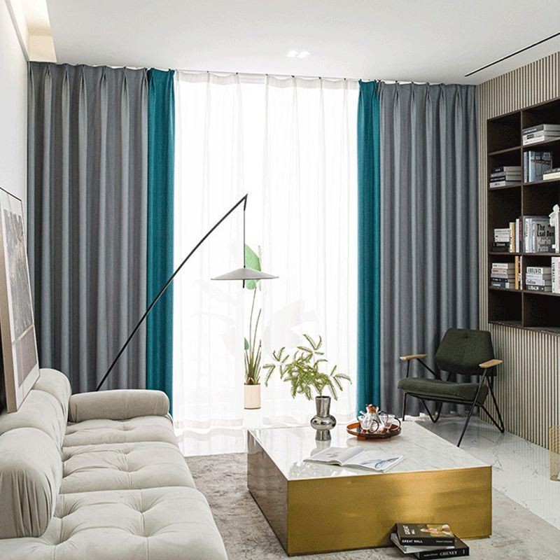 Cortinas Nórdicas De Patchwork De Color Liso, Opacas, Para Sala De Estar