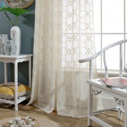 Cortina Bordada Nórdica Hecha A Medida, Cortina De Algodón Transparente Para Sala De Estar Y Dormitorio