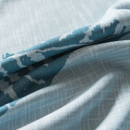 Cortina Opaca De Hojas Azules, Hecha A Medida, Moderna Y Minimalista.
