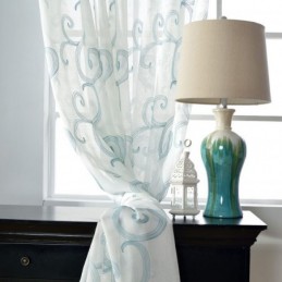 Cortinas Transparentes Transpirables Hechas A Medida Con Bordado De Nubes Auspiciosas Para Sala De Estar