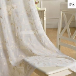 Cortina Rural Transparente Hecha A Medida, Transpirable, Con Bordado De Hojas Para Sala De Estar