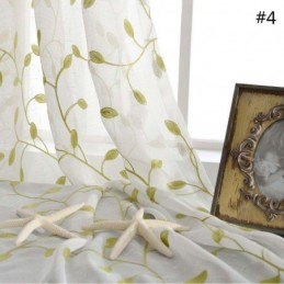 Cortina Rural Transparente Hecha A Medida, Transpirable, Con Bordado De Hojas Para Sala De Estar