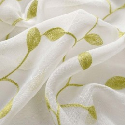 Cortina Rural Transparente Hecha A Medida, Transpirable, Con Bordado De Hojas Para Sala De Estar