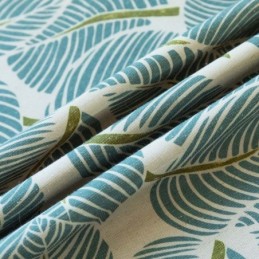 Cortina Opaca Moderna Max Hecha A Medida, Cortina Con Estampado De Hojas Verdes Para Dormitorio