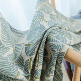 Cortina Opaca Moderna Max Hecha A Medida, Cortina Con Estampado De Hojas Verdes Para Dormitorio