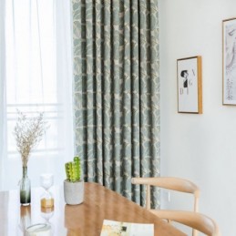 Cortina Opaca Moderna Max Hecha A Medida, Cortina Con Estampado De Hojas Verdes Para Dormitorio