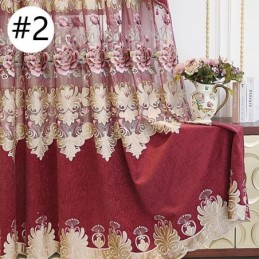 Cortina De Chenilla Hecha A Medida, Cortina Bordada Con Flores, Tratamiento Para Ventanas